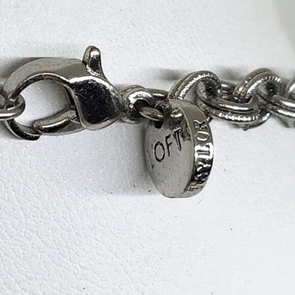 Loft Ann Taylor Long Rustic‎ Silver Tone Faux Stones Necklace - Picture 8 of 8